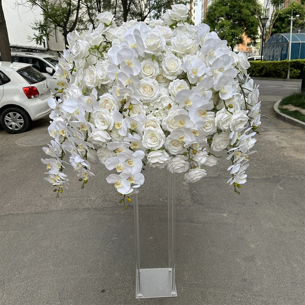 IFG Wedding Center Pieces 80cm White Roses Mixed Orchids Artificial Silk Flower Ball