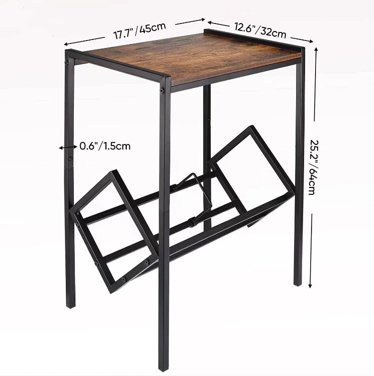 Metal Iron Wood Phonograph Storage Rack Vintage Vinyl Cabinet Shelf Record Player Stand