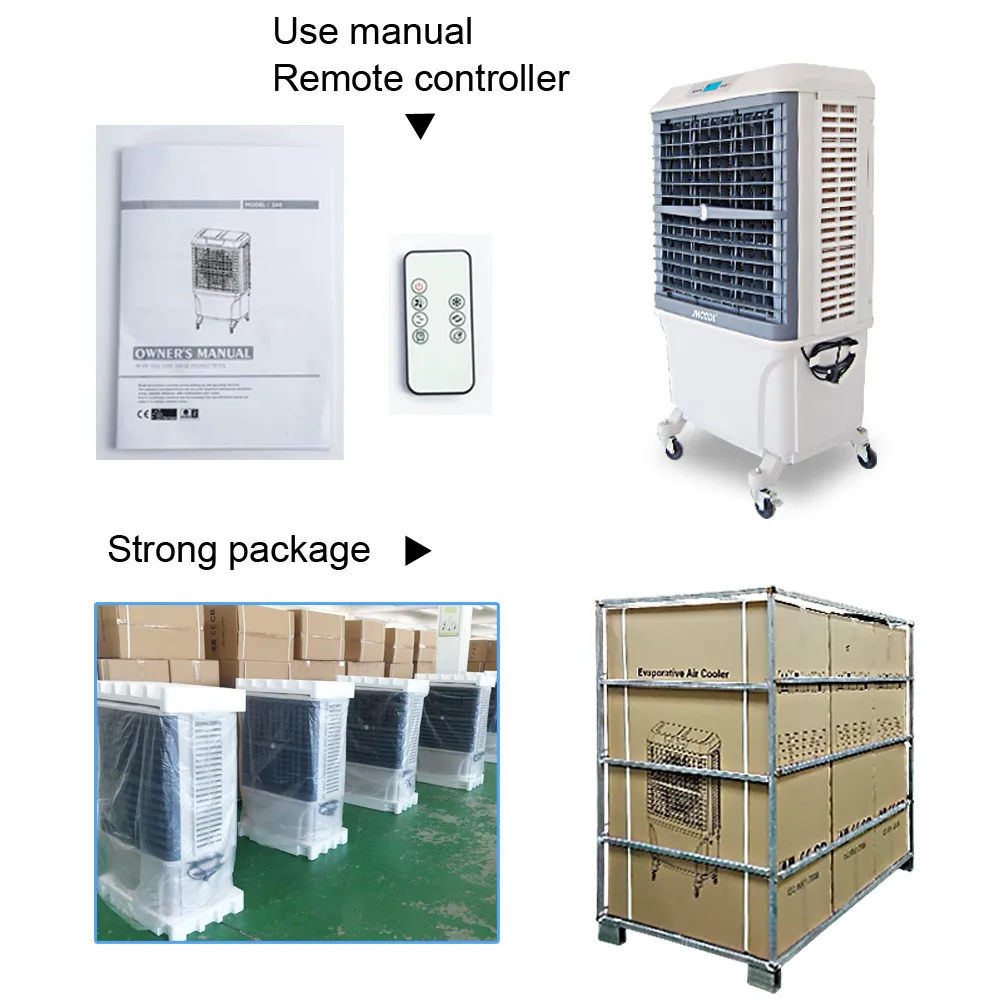 JHCOOL JH801 Hygrometer Portable Air cooler with CE Outdoor Evaporative cooler with 8000 cmh. 380W desert air conditioner