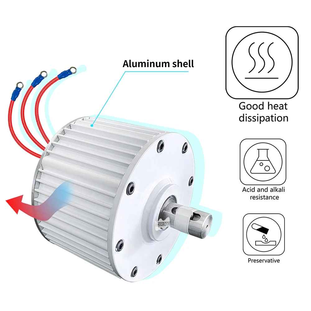 800w 24/12V/48v  3 Phase Gearless Permanent Magnet Generator with Base AC Alternators Use For Wind Turbine Water Turbine