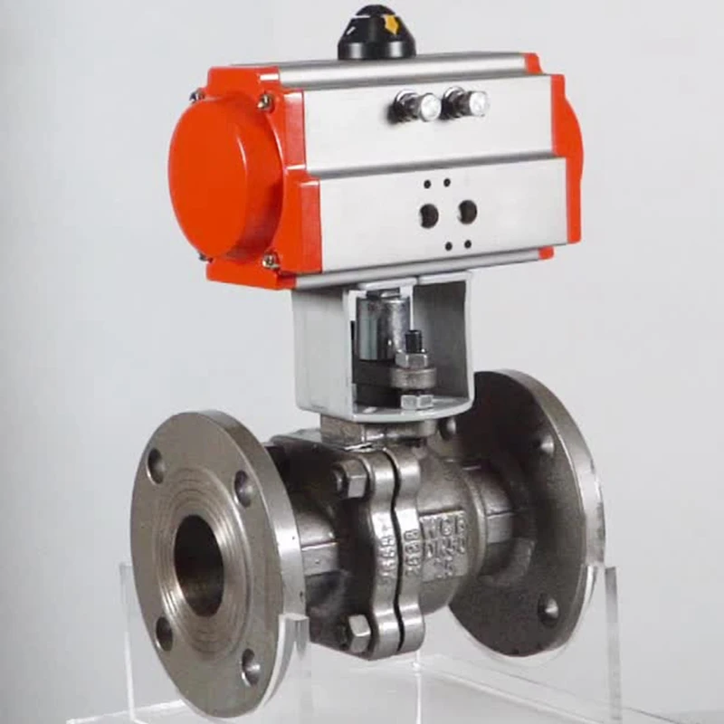 ANSI 150LB 2 Way carbon steel wcb PTFE seated Flanged Connection double action Pneumatic Actuator Ball Valve