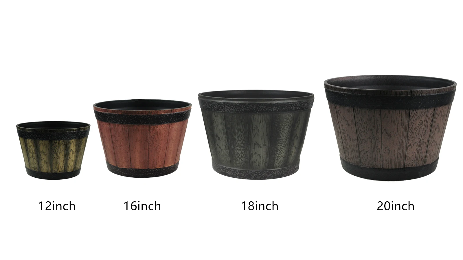 Plant Pots Large Whiskey Barrel Planters with Drainage Holes Plastic Flower Pots  for Indoor & Outdoor Garden Home Plants