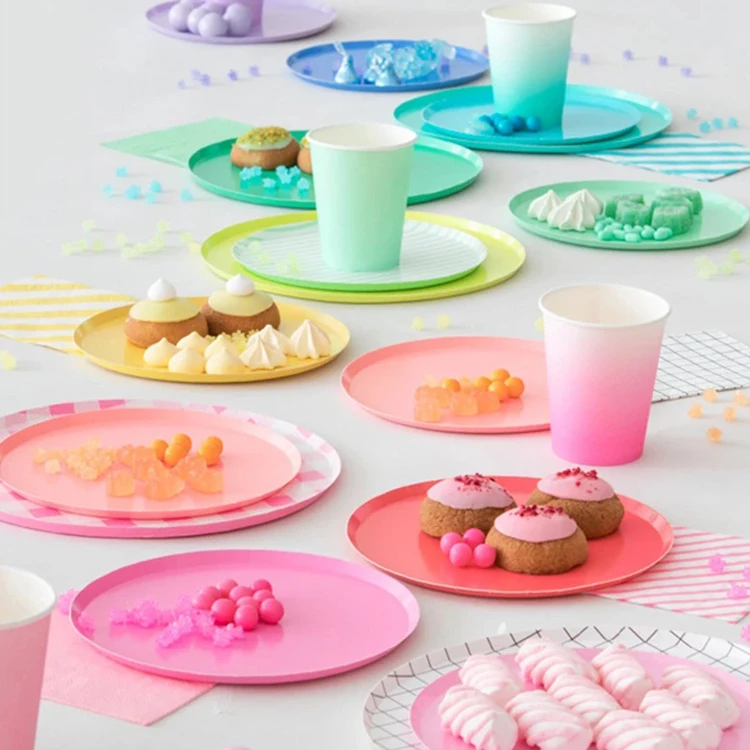 
Birthday party design custom disposable paper plates and tray 