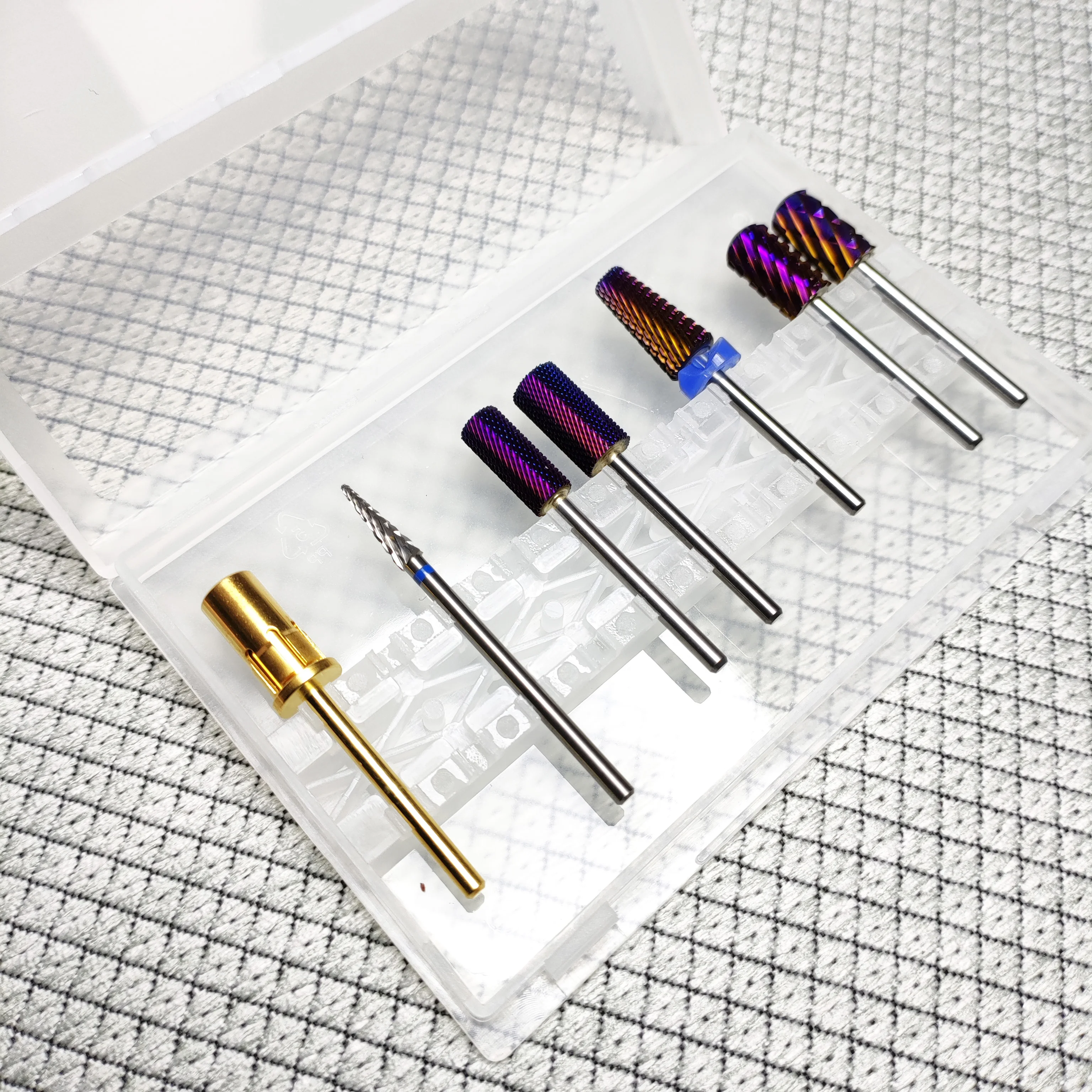 Professional small 5 in 1 set tornado tapered barrel 4xc diamond ceramic tungsten filing manicure carbide nail drill bit
