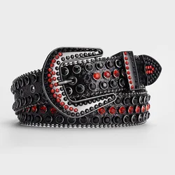 New Trend Bling Bling Rhinestone Belt Women Western Cowboy Crystal Studded PU Leather Diamond Shiny Belt For Jeans