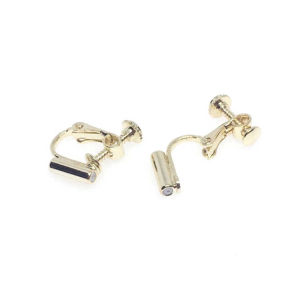 14k gold coated color retaining screw ear clip without ear hole Handmade diy ear accessories Painless invisible material convert