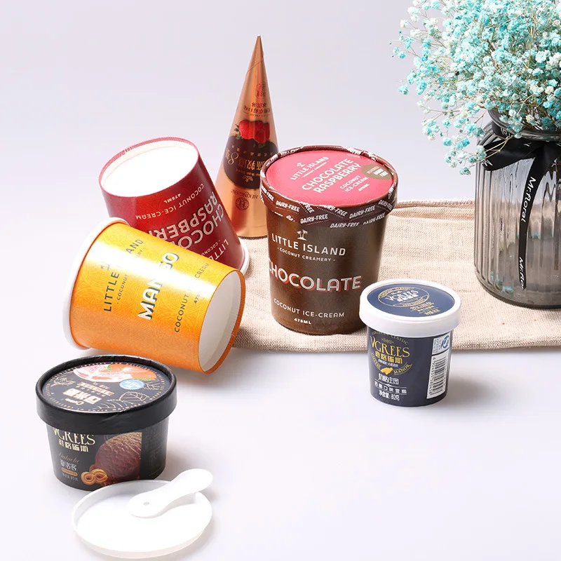 ZJPACK PLA Single Wall Disposable Paper Cup For Ice Cream Mould diy Icecream Mold 4oz With Lid