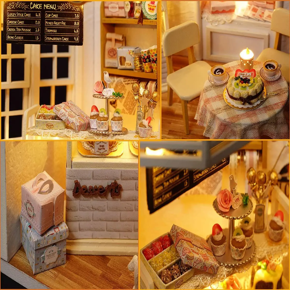 Christmas Gift Handmade Miniature Doll House Model with Furniture Dust Proof Music LED Lights Wooden DIY Doll house Kit