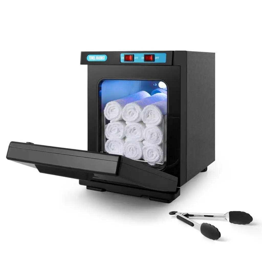 Salon Beauty Equipment Hot Towel Warmer Machine With UV Light Black Heated Towel Cabinet Warmer