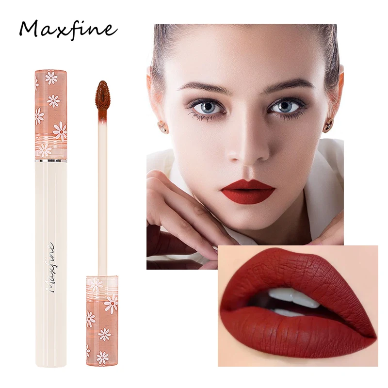 Custom Logo Private Label Long Lasting Waterproof Frosted Plumper Tint Lip Gloss with  Flower Designer