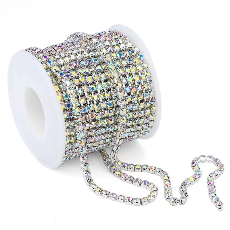 Manufacture Rhinestones Chain Sew On Trimming Rhinestone Cup Chain Strass Roll Sew On Rhinestone Close Cup Chain