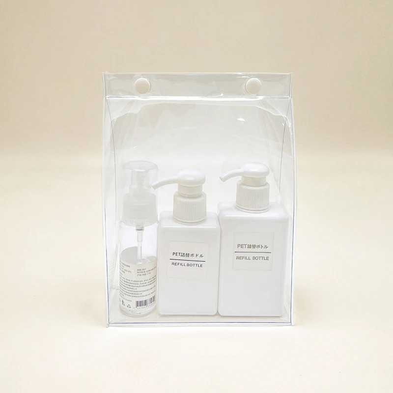 PVC Gift Packing Bag Wash Cosmetic Makeup Pouch Kids Candy Gift Bag with Button Transparent Clear Cute Colorful Neon Travel Hasp