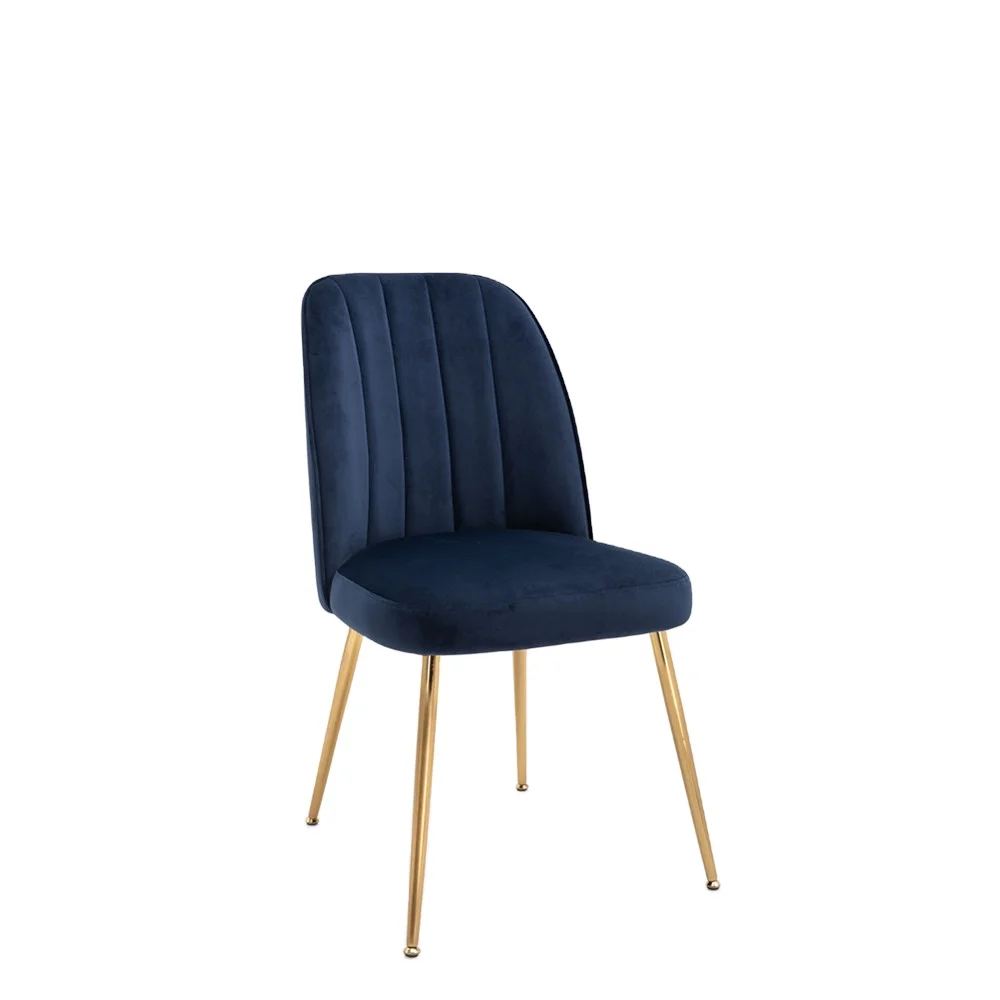 High Quality Home Furniture Comfortable Dining Room Chair Light Chair with Golden Metal Legs