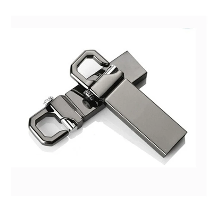 Waterproof Metal Silver Usb Flash Drive Pen Drive 32GB 16GB 8GB 4GB Pendrive with Key Ring U Disk Memory Disk Bag Business OEM