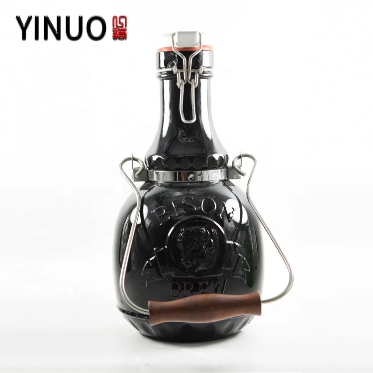 Custom beer bottle beer container with swing top cap and lid