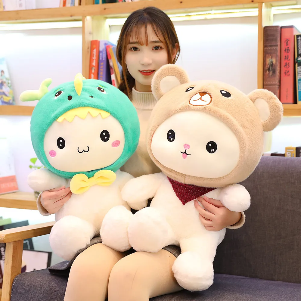 2022 New Style Kawaii Bunny Rabbit Bear Dinosaur Cartoon Animals Stuffed Plush Toy Pretty Gift For Girl
