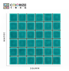 Colorize Foshan villa Square Green Porcelain swimming pool Mosaic tile Ice Crack blue Swimming pool tile ceramic
