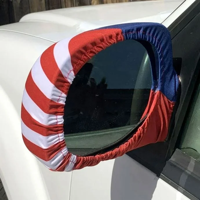 China Manufacturer Fast Delivery Spandex All Countries Flag Custom Logo Printed Car Mirror Covers For Car Side Mirrors
