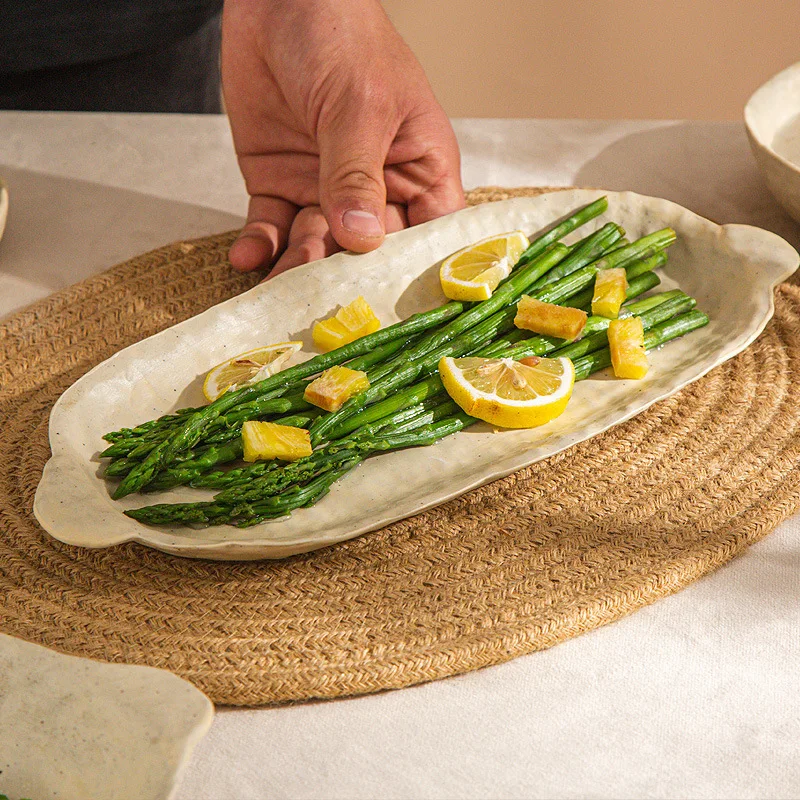 Dinner Plates Irregular EdgeBowl Ceramic Handmade Dining Tools Home Vintage Small Sauce Dish Soup Tray Japanese Tableware Set