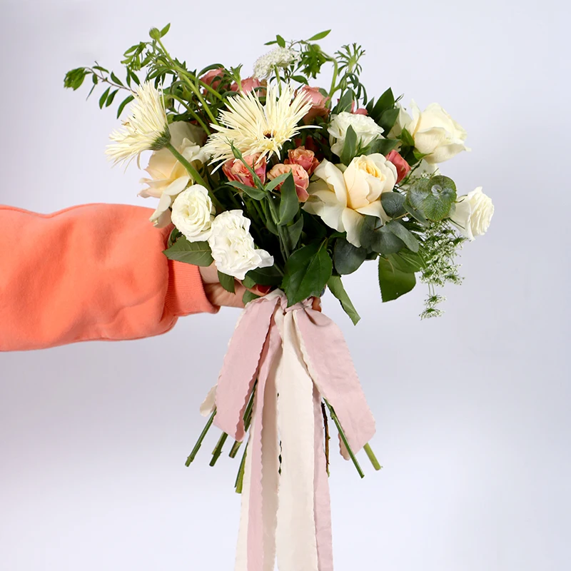 Cheap Korean Style Flower Wrapping Grosgrain Ribbon 3.8cm Wide Yarn Pure