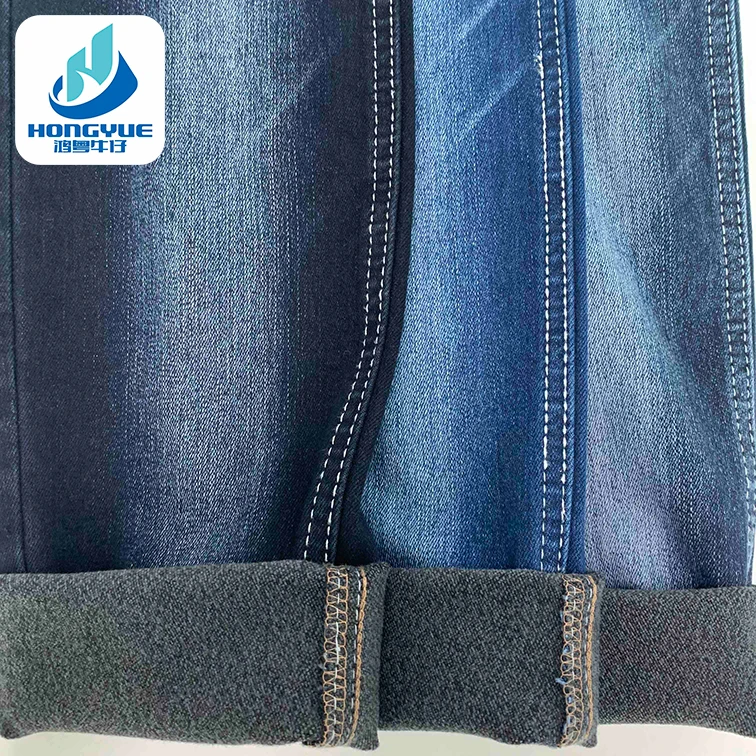 Warmly Stretch Fleece Jeans Fabric Wholesale Distressed Blue Grey Color 11.5oz Denim Fabric  For Jeans Men In Fall And Winter