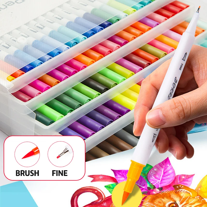 Topsthink Watercolor Brush Tip Pen Set Real Brush Pens Watercolor Art Markers 120colors Water Brush Pen
