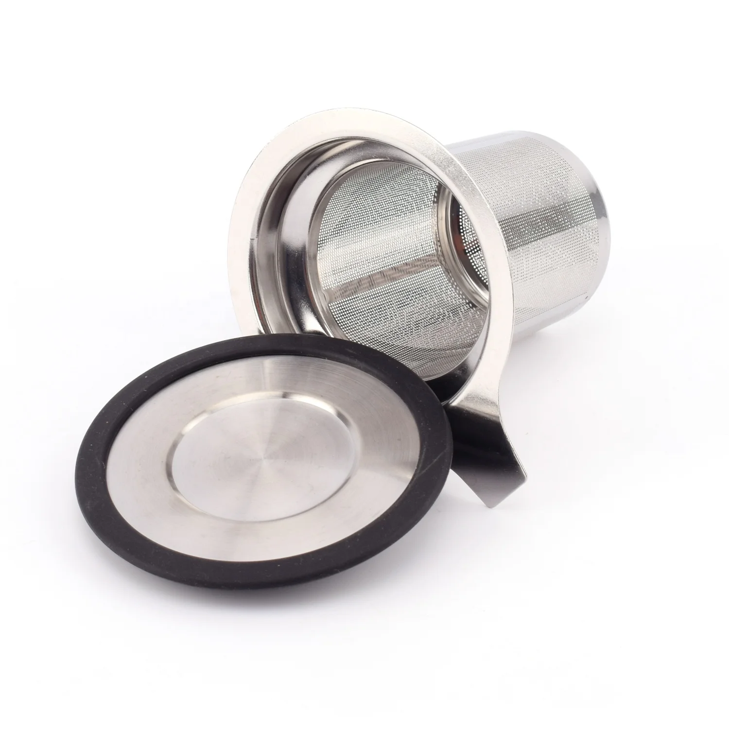 Extra Fine Mesh Tea Filter 304 Stainless Steel Tea Infuser Basket with Silicone Lid