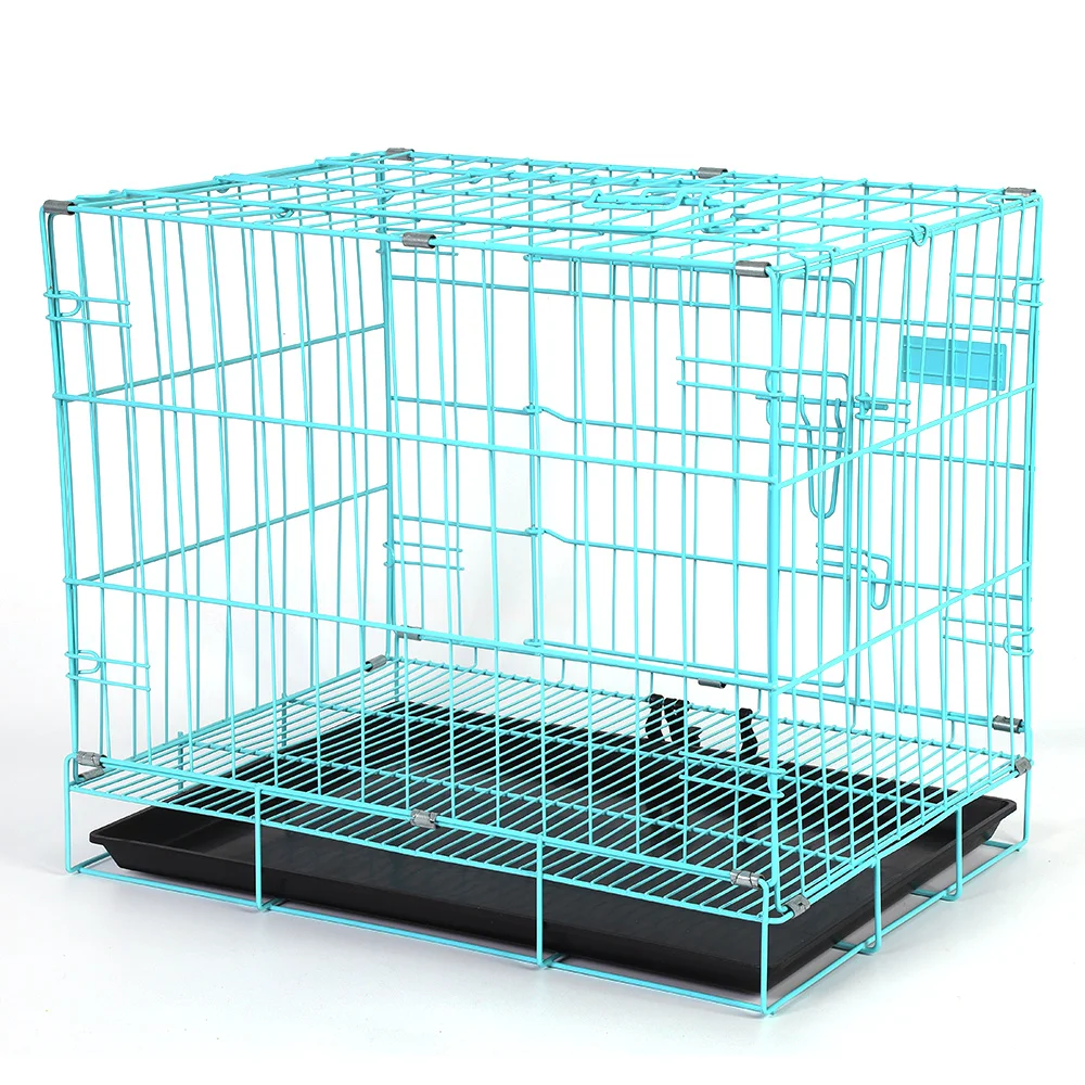 
High quality blue 45 degree chamfered wire durable small pet cages indoor slide bolt latches stackable dog cage 