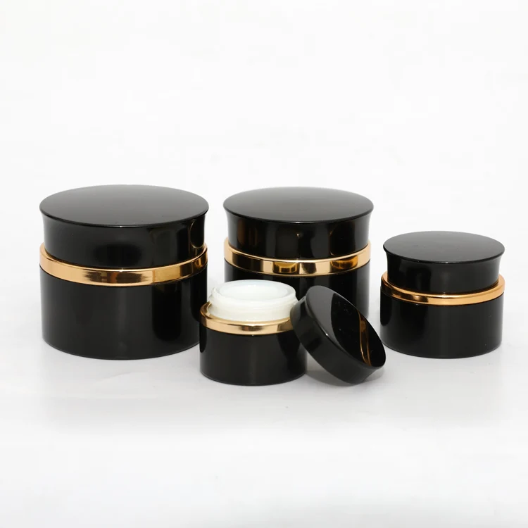 Empty Black Cosmetic Packaging Aluminum Jars With Inside PP Jar For Nail Gel