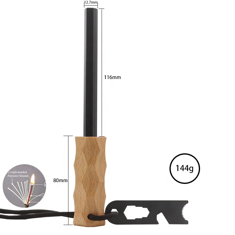 Big Hand Grip Bushcraft Hexagonal Ferro Magnesium Rod Firesteel Camp Fire Starter