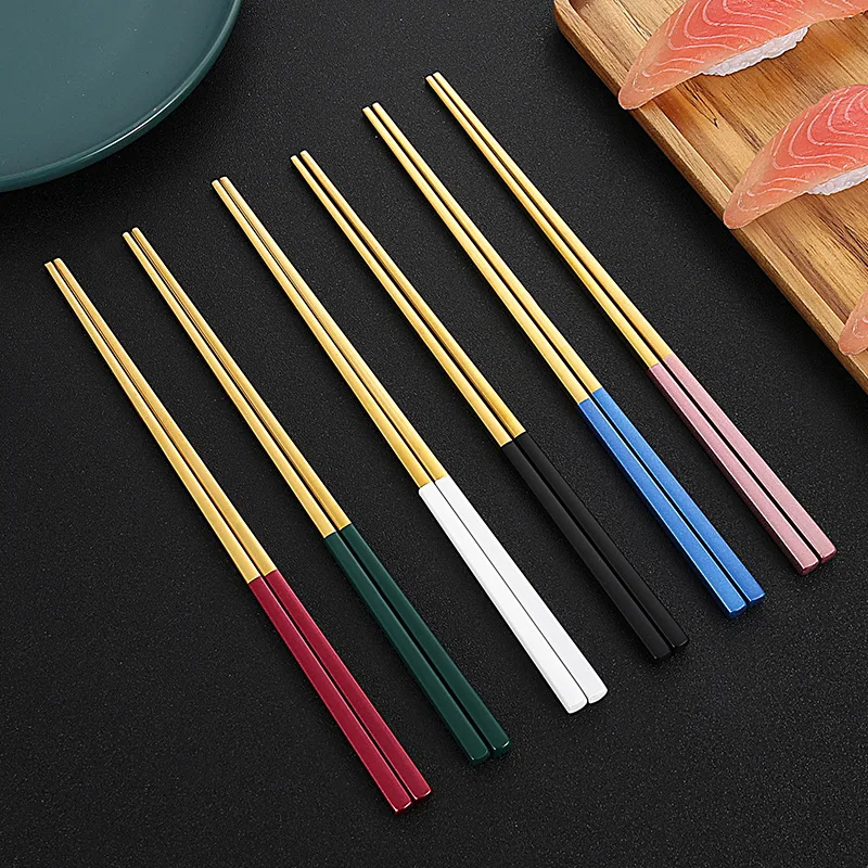 Factory Direct Wholesale 304 Stainless Steel Square Anti-Slip Chopsticks High-Temperature Disinfection Laser Logo PET/Fiberglass