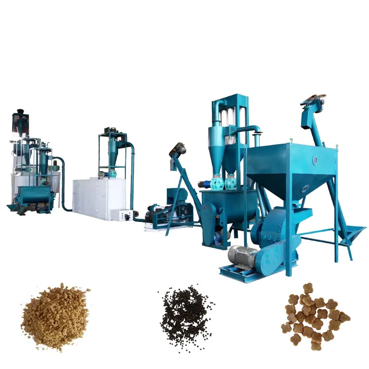 floating fish feed extruder fish feed pellet production line mixer crusher and grinder