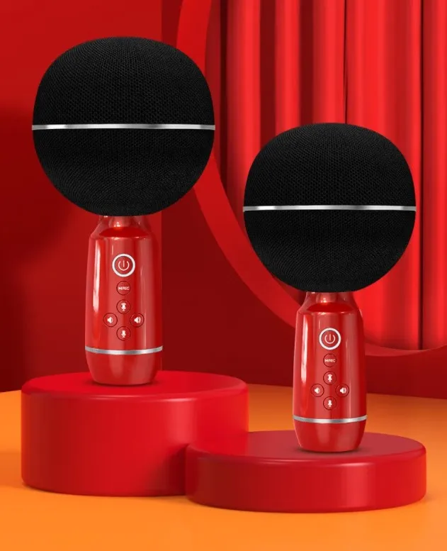 Sobast MC5 Home Party  Karaoke Wireless Microphone Speaker Mushroom Head Portable Handheld Studio Microphone For Mobile Phone