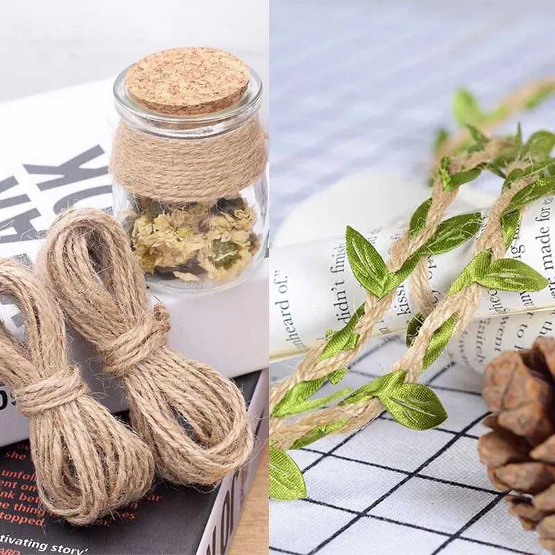 
631112 3pcs 2M Green leaves Linen Ropes Party Accessories Floral Wrapping String Packaging Material DIY Stuff Eco-friendly 