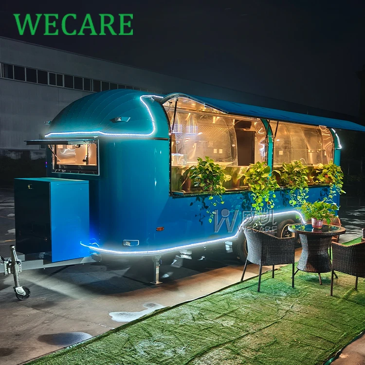 WECARE Street Food Service Kitchen Car Pizza Coffee Catering Trailer Manufacturer Airstream Food Truck with Snack Machines