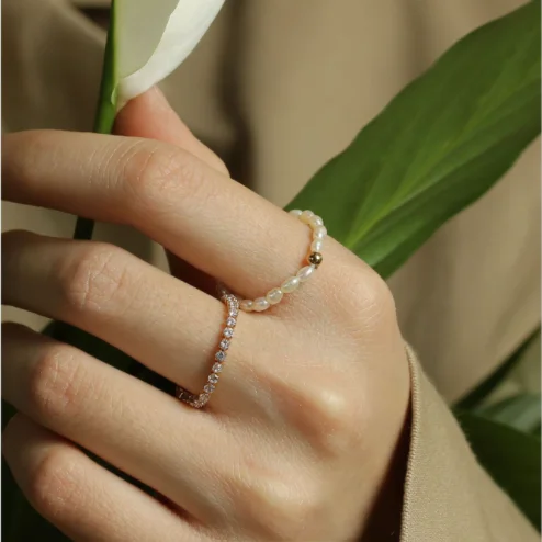 MAXERY Natural Freshwater Pearls Gold Plated Rings For Women 2021 Top Selling Popular Gold Ring Moulds High Quality Girls Ring B