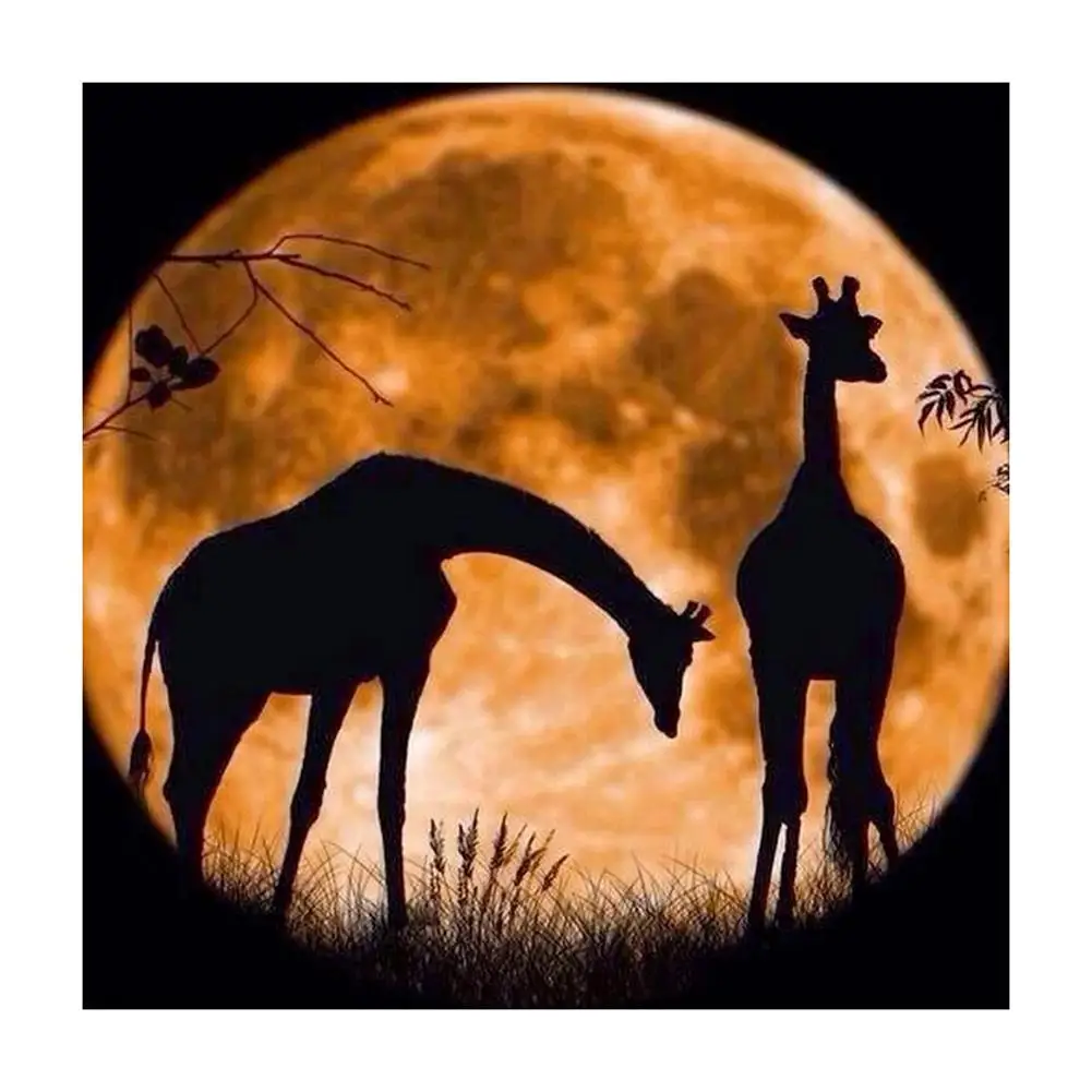 Giraffe Moon Full Round Diamond Painting Kits Diy 5D Wholesale Beautiful