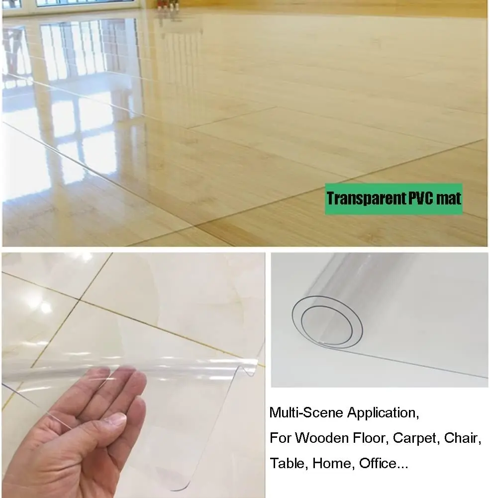 OEM Anti-Slip Transparent Office Chair Floor Mat PVC , Gaming Office Hard Floor Protection PVC Chair Foot Mat