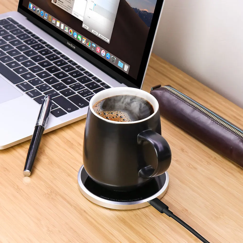 Smart thermostat 55 degrees ceramic cup electric warmer coffee cup with wireless charger