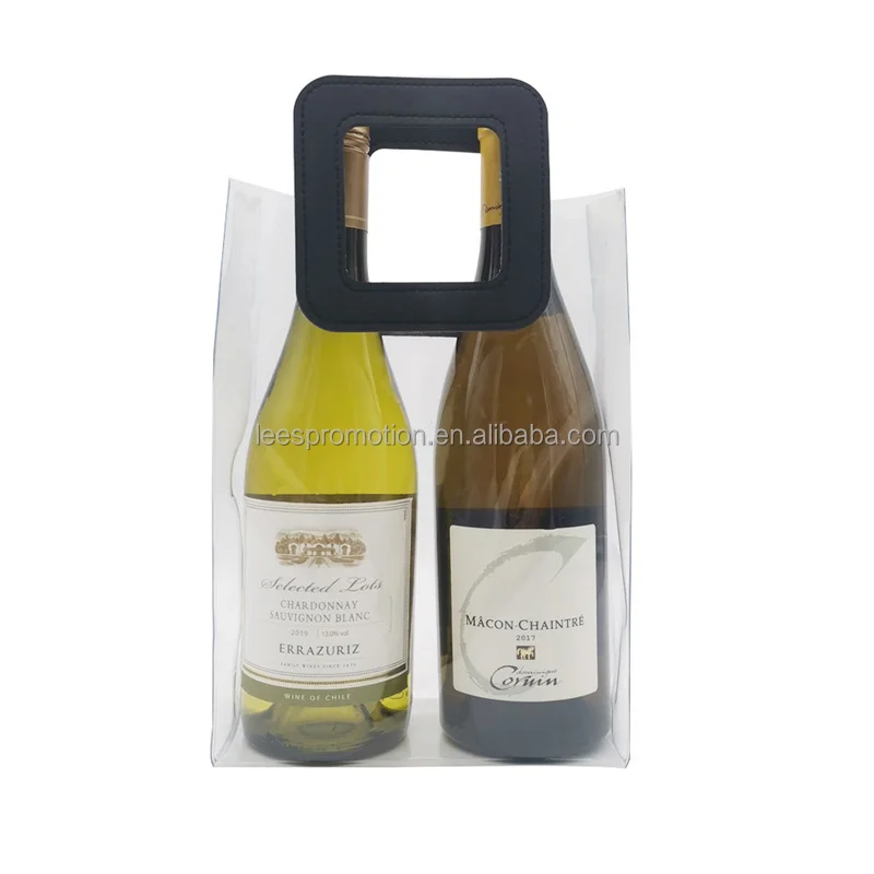 Wine chilling Tote Bag Beer Bottle Bag Transparent Cooler Ice Bag  With Leather Handle