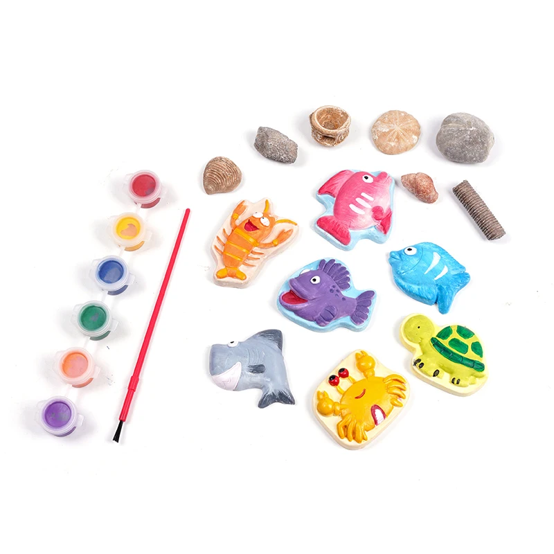 Wholesale interesting coloring material child educational diy drawing toy plaster blank art craft cartoon painting kit supplies