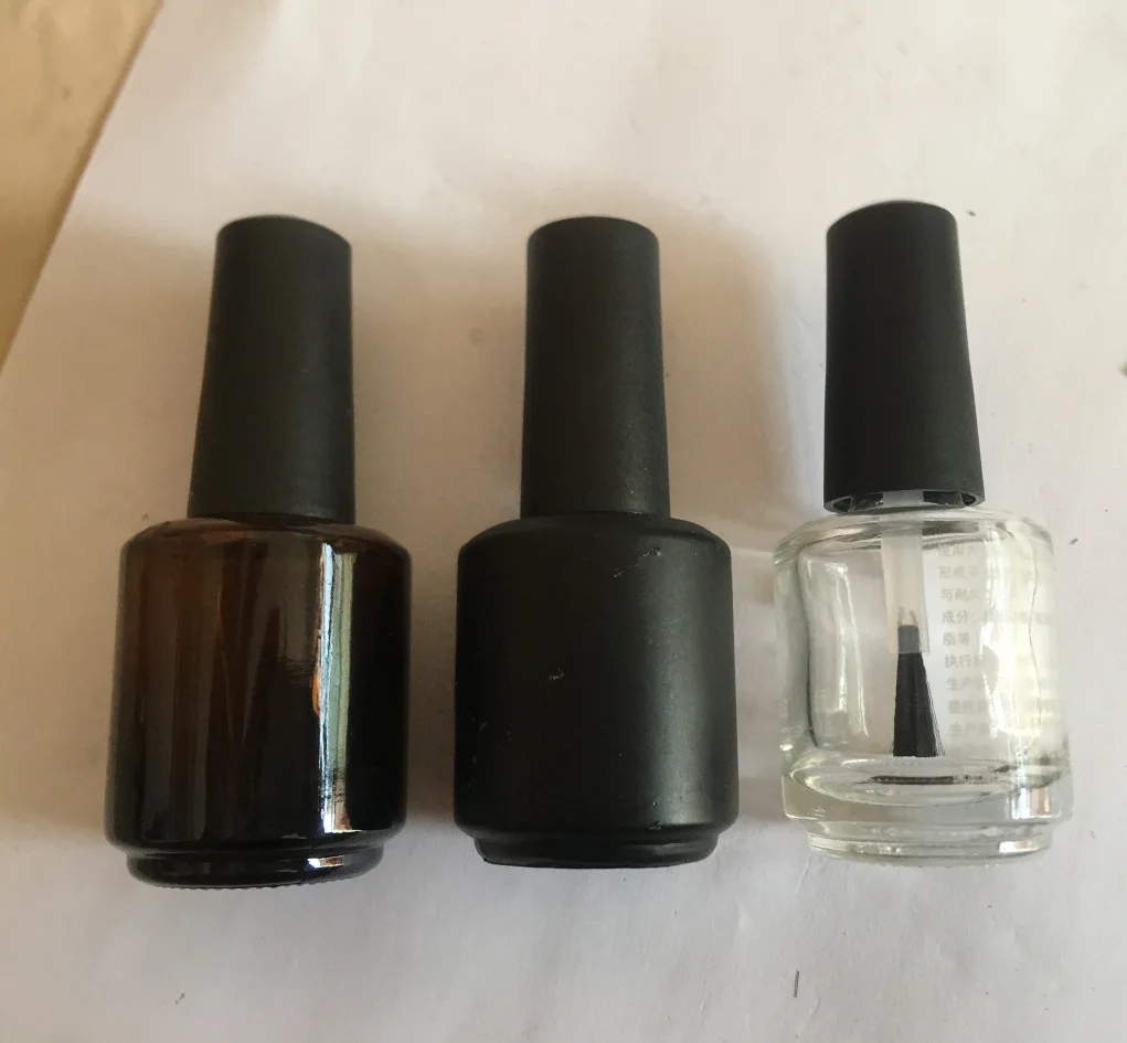 Frosted Matte Transparent Glass Black Nail Polish Packing Empty uv gel Nail Polish Bottle With Brush