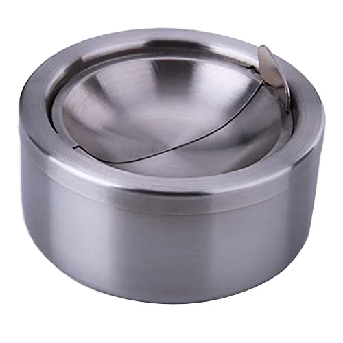 Fashion Sand Round Windproof Stainless Steel Ashtray Hotel Internet Cafe Rotating With Lid Ashtray
