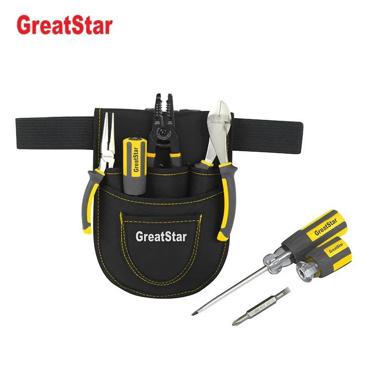 Greatstar Customized 7PC Tool Set with Pouch Wire Stripper Long Nose Pliers Screwdriver Tool kit Set Electrician Tool Set