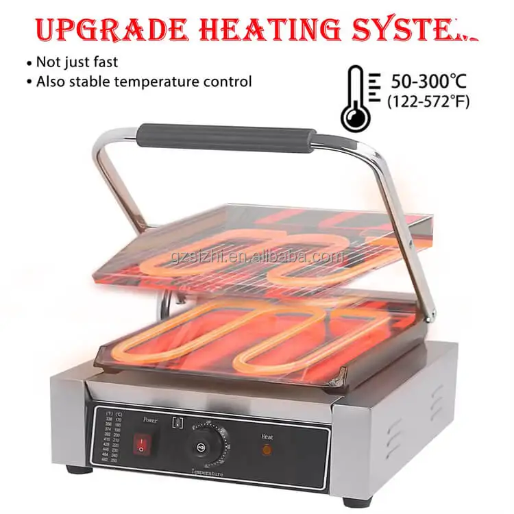 Steel Stainless Power  Commercial  Electric Contact Grill