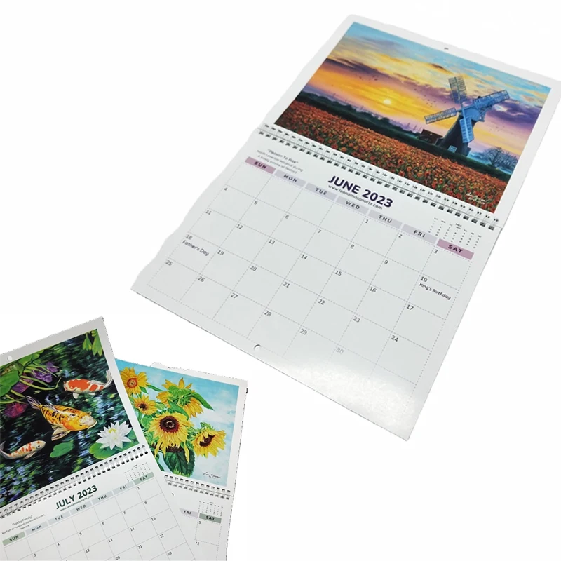 New Design Calendar Printing 12 Months Wall Calendar Offset Printing Calendars Monthly 2023 Customized Size Binding
