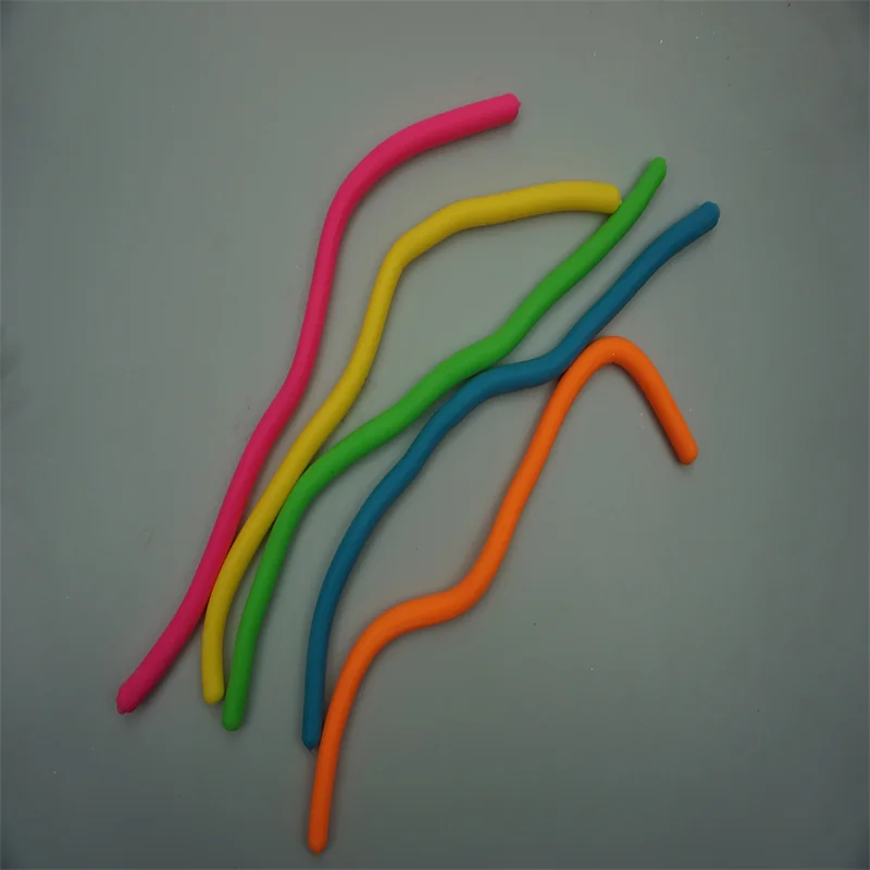 TPR  5-Pack of Squeeze Simulation Toys Kitchen Toys Set Stretchy String Sensory Play Fuzzy Worm Noodles fun Elastic noodles