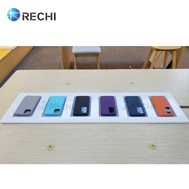 RECHI Custom Manufacture Acrylic Snap-on Phone Case Display Stand For White Acrylic Smartphone Protector Cover Display Demo Tray