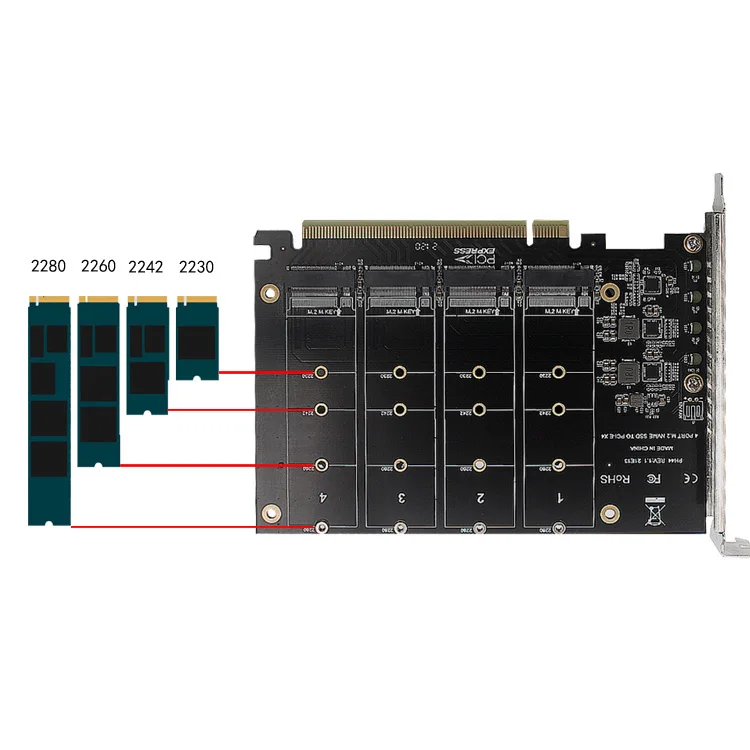 PCIEX16 NVME M.2 MKEY SSD RAID array адаптер расширения PCIE разделенная карта