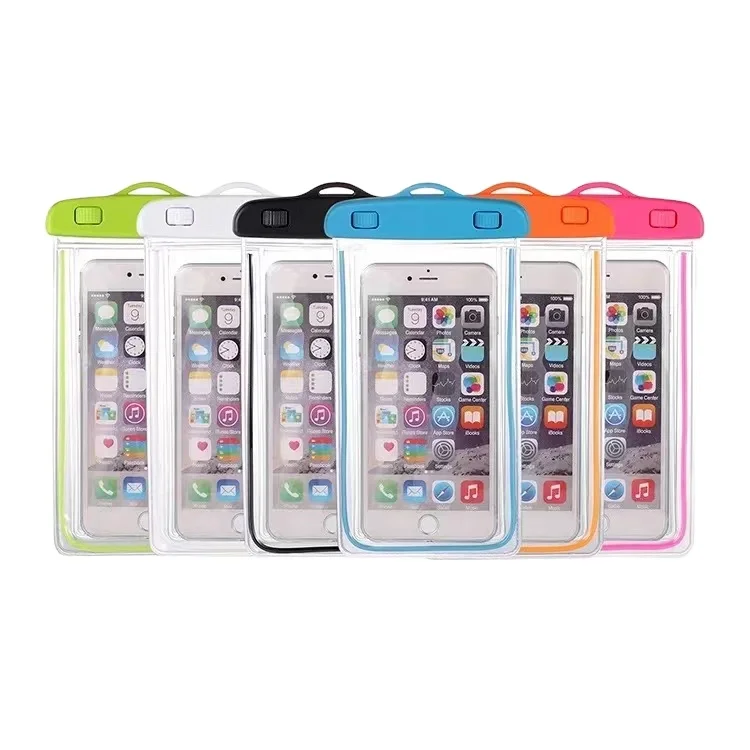 PVC Luminous frame Waterproof mobile pouch Beach Cell Phone pouch Swimming bag luminous Waterproof  Consumer Electronics bag